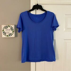 Nike DriFit Short Sleeve Scoop Neck Shirt Blue Athletic Top Medium Womens
